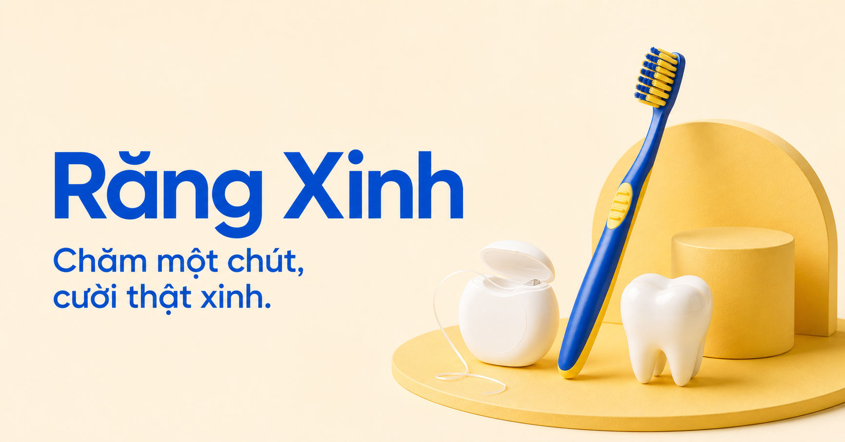 Minh họa bộ chăm sóc răng miệng Răng Xinh